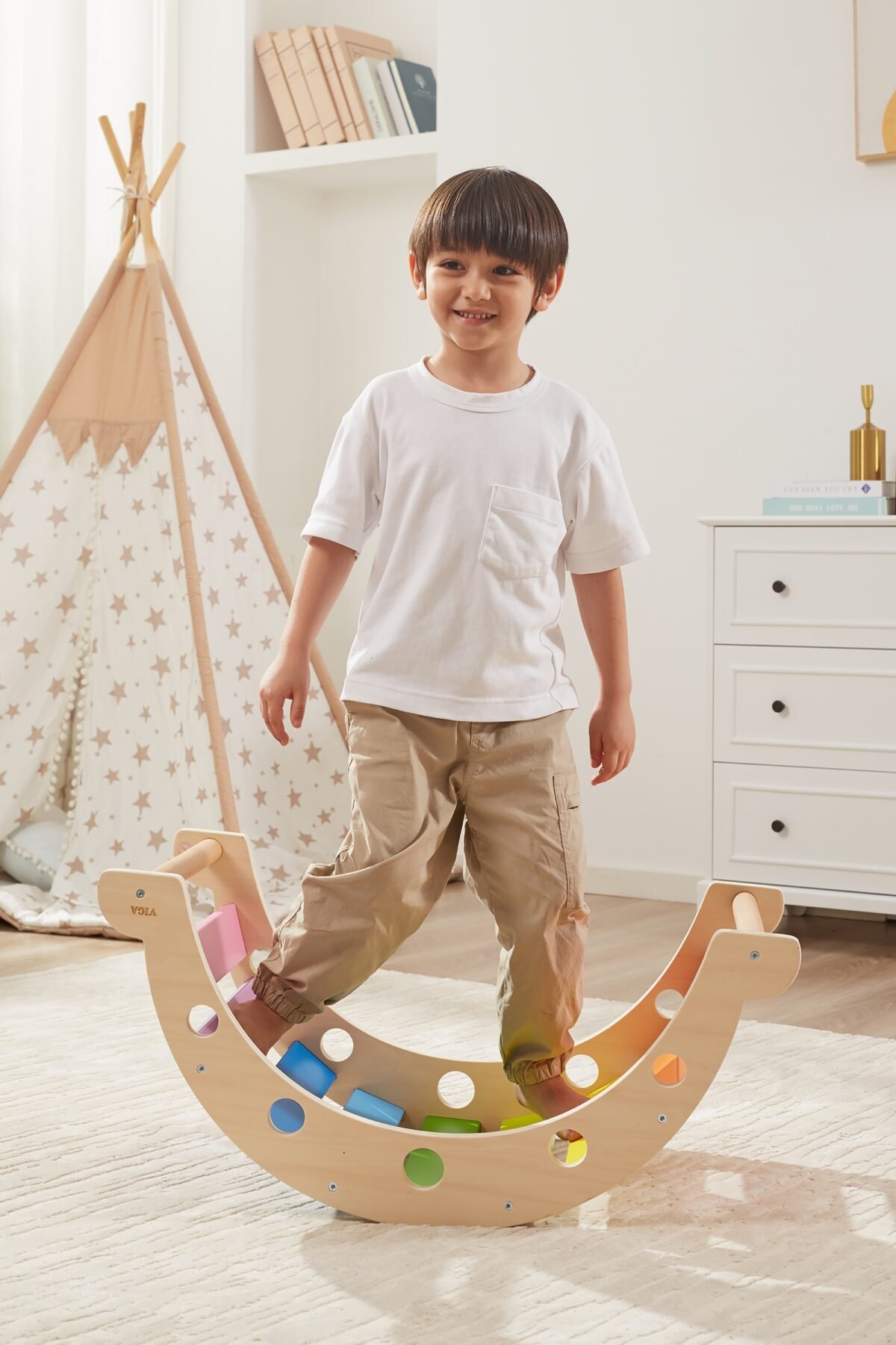 Medinis Montessori daugiafunkcis balansinis tiltelis-sūpynės – Paveikslėlis 7