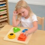 Medinis Montessori formų ir tekstūrų rūšiuoklis