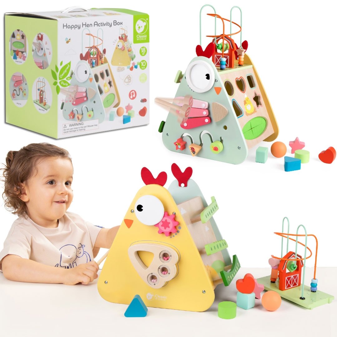 Medinis Montessori lavinamasis kubas 10 viename Laimingo ūkio XXL Medinis Montessori lavinamasis kubas 10 viename Laimingo ūkio XXL