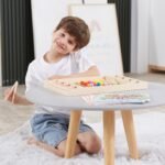 Medinis Montessori žaidimas spalvų ir raštų derinimui su įrankiais