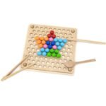 Medinis Montessori žaidimas spalvų ir raštų derinimui su įrankiais