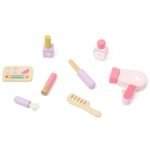 Medinis baltai rožinis tualetinis staliukas su veidrodžiu ir kėdute – Paveikslėlis 12