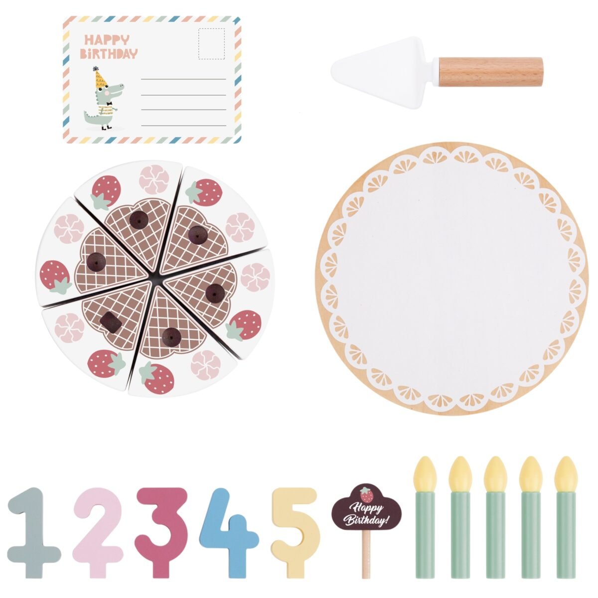 Medinis gimtadienio tortas su braškėmis, žvakutėmis ir pjaunamomis dalimis – Paveikslėlis 11