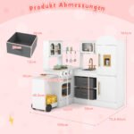 Medinis kampinis žaidimų virtuvės komplektas su garsais ir šviesomis (Balta) – Paveikslėlis 2