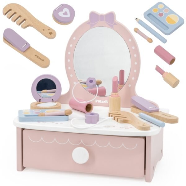 Medinis kosmetinis staliukas su aksesuarais