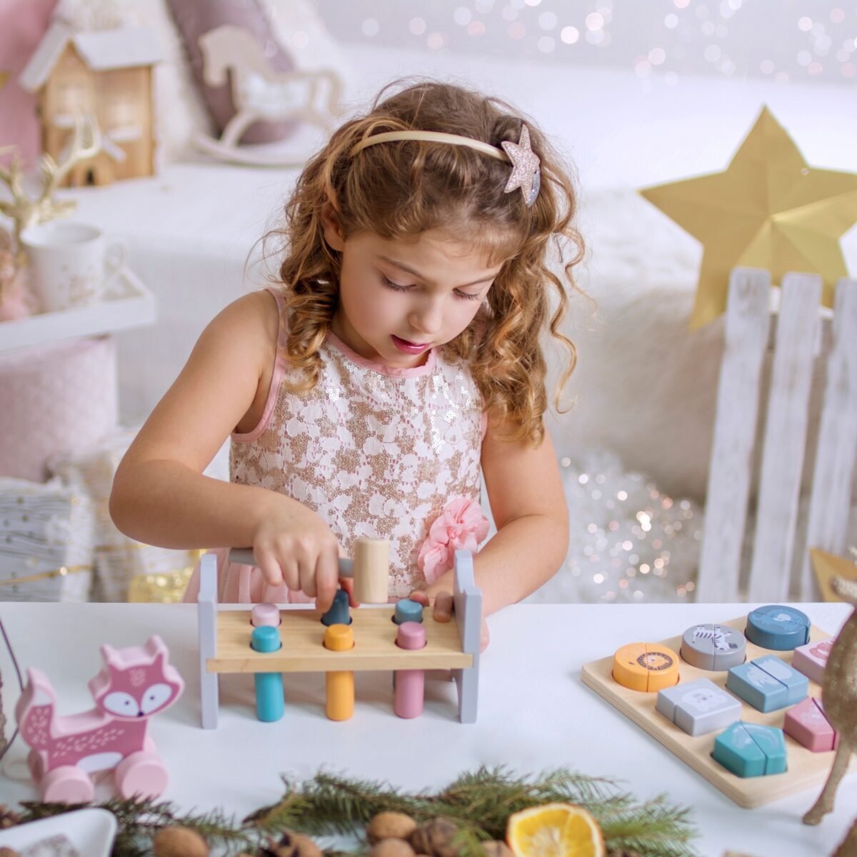 Medinis lavinamasis rinkinys su piramide ir kalimo žaislu poliarinio lokio motyvais – Paveikslėlis 6