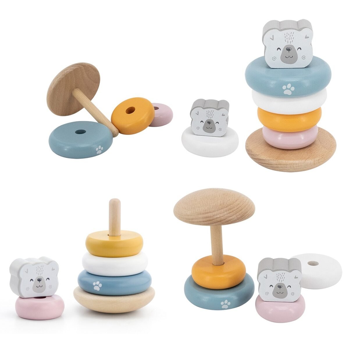 Medinis lavinamasis rinkinys su piramide ir kalimo žaislu poliarinio lokio motyvais – Paveikslėlis 10