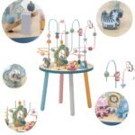 Medinis lavinamasis staliukas su karoliukų labirintu