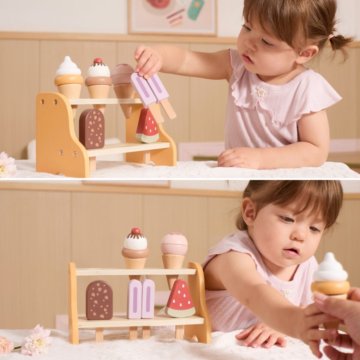 Medinis ledų rinkinys su 6 ledais ir stovu – Paveikslėlis 4