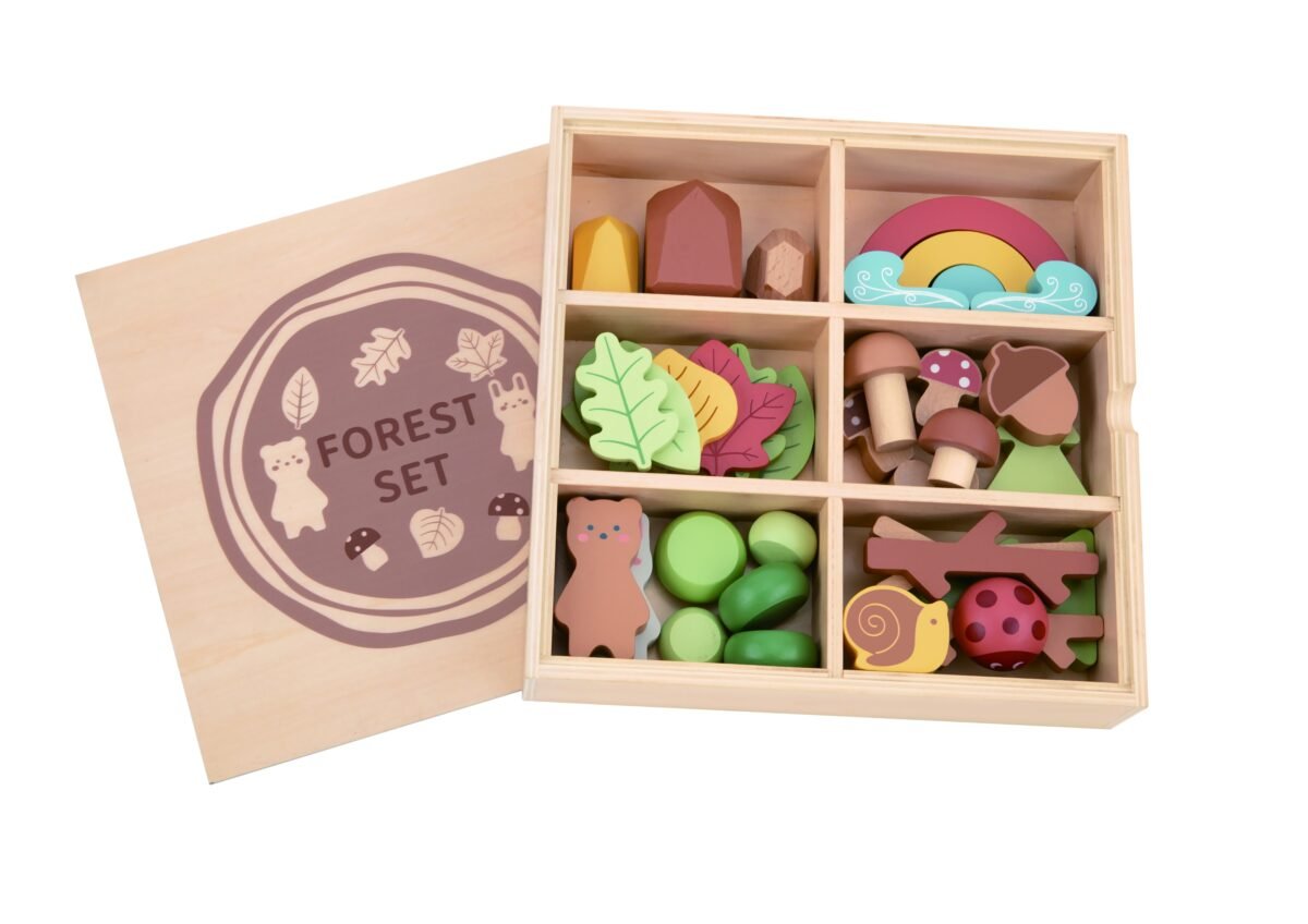 Medinis miško kaladėlių rinkinys su kreidine lenta – Paveikslėlis 11