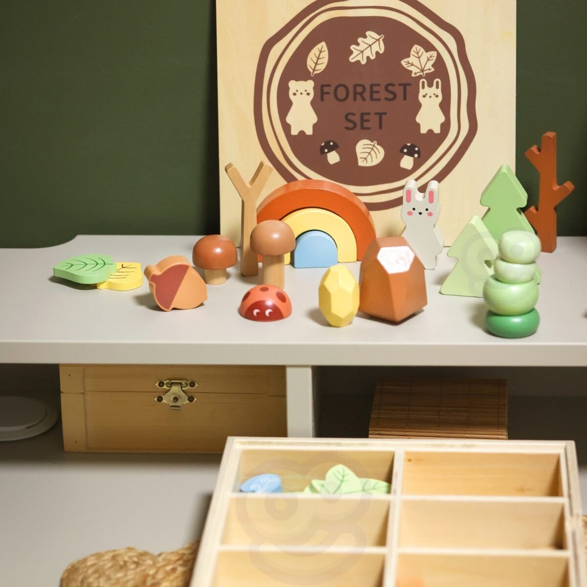 Medinis miško kaladėlių rinkinys su kreidine lenta – Paveikslėlis 6