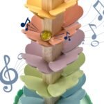 Medinis muzikinis kamuoliukų medelis su pasteliniais kamuoliukais – Paveikslėlis 11