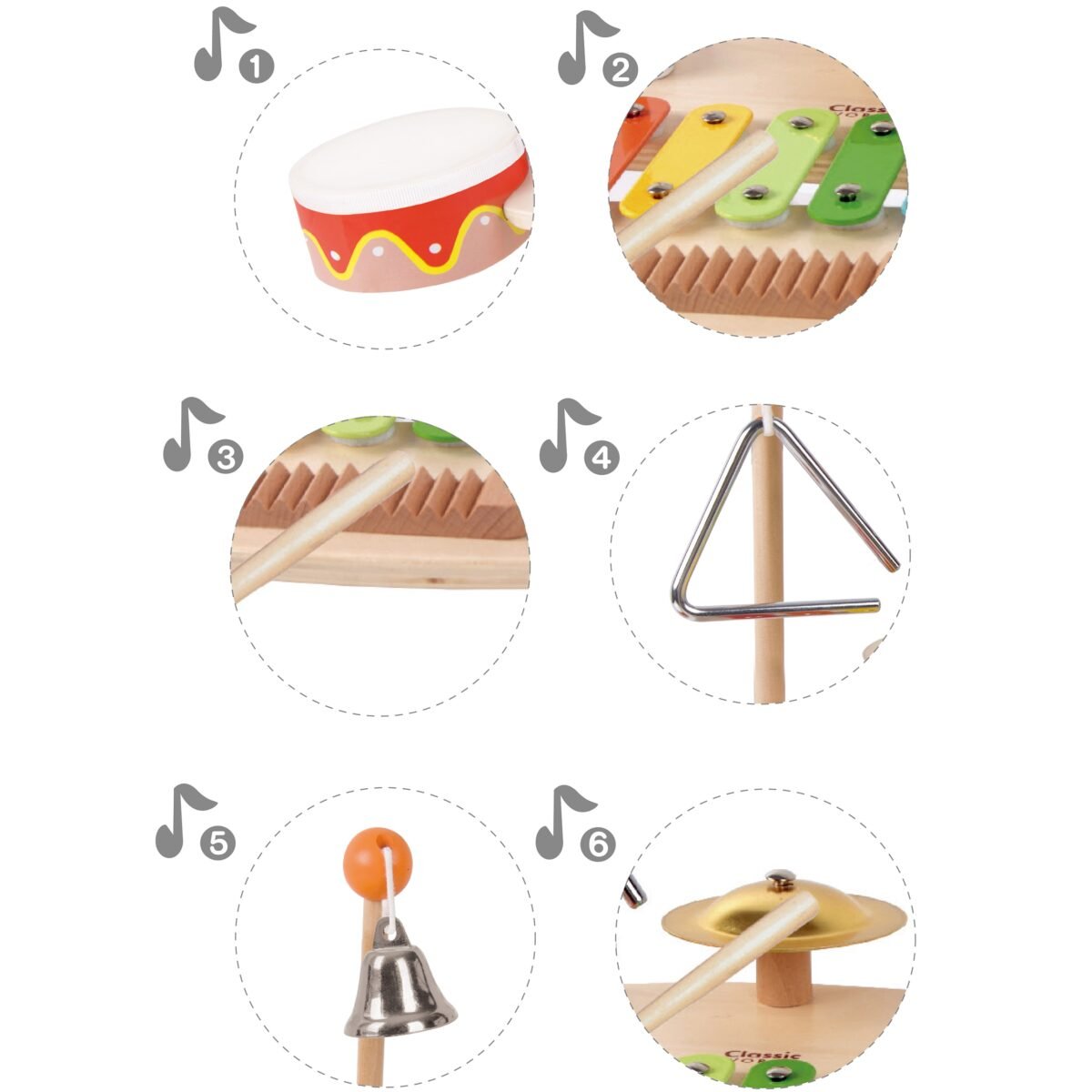 Medinis muzikos instrumentų rinkinys vaikams (9 dalių) – Paveikslėlis 7