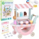 Medinis pastelinis ledų vežimėlis su priedais