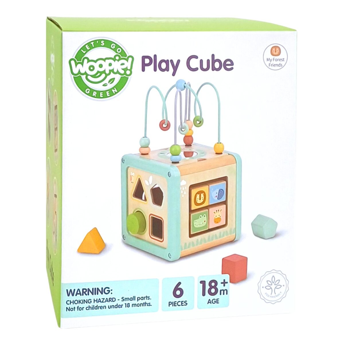 Medinis pastelinių spalvų veiklos kubas su figūrų rūšiuokliu – Paveikslėlis 18