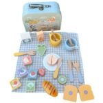 Medinis pikniko rinkinys lagaminėlyje su pjaustomais vaisiais ir pusryčių priedais – Paveikslėlis 11