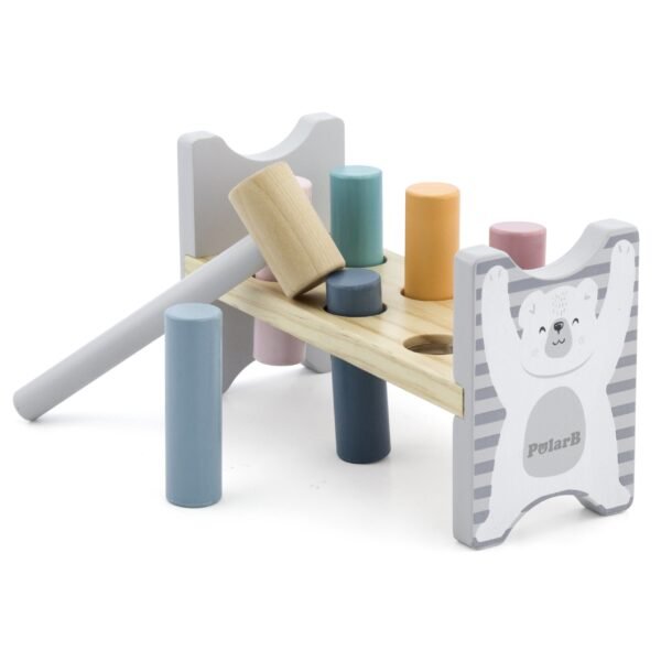 Medinis spalvotas kalimo staliukas su plaktuku