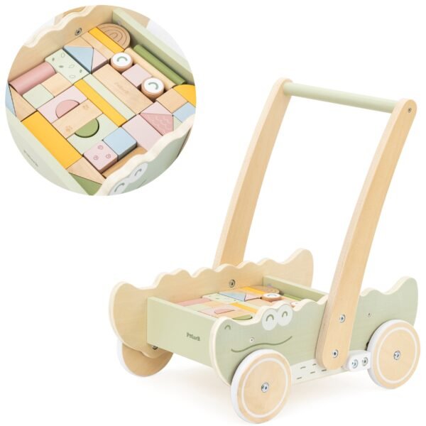 Medinis stumdukas-krokodilas su kaladėlėmis