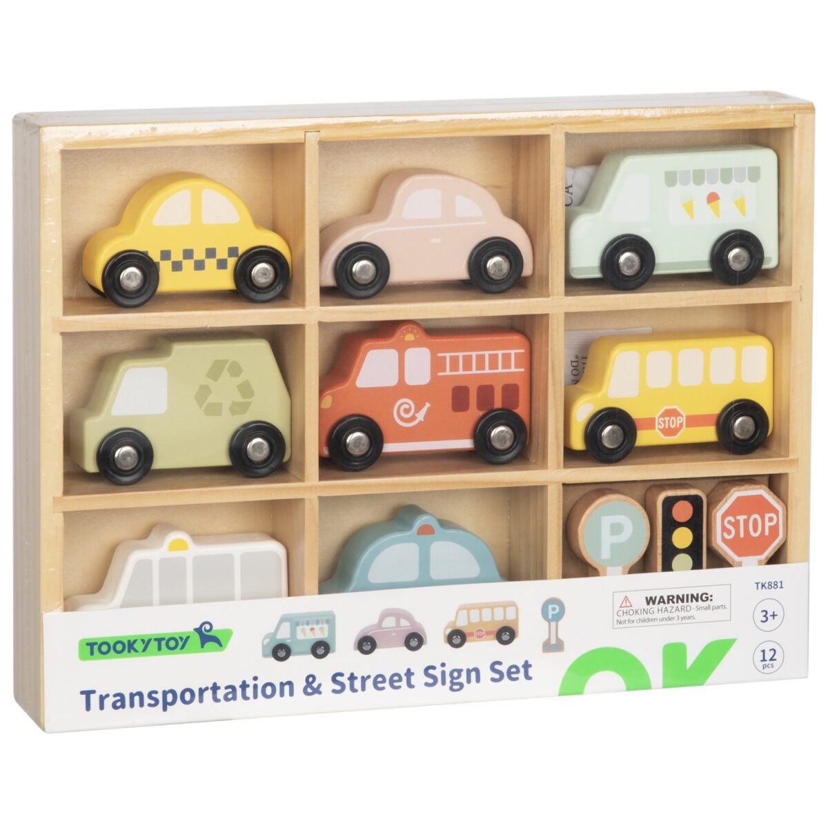 Medinis transporto priemonių ir kelio ženklų rinkinys medinėje dėžutėje – Paveikslėlis 14