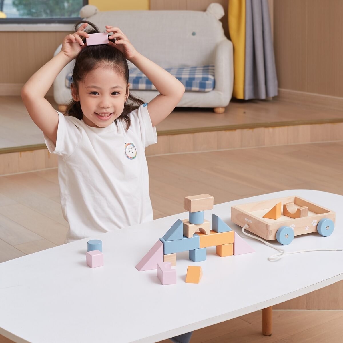 Medinis traukiamas vežimėlis su 20 kaladėlių – Paveikslėlis 6