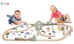 Medinis traukinių rinkinys su bėgiais, 90 dalių – Paveikslėlis 8