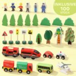 Medinis 100 dalių traukinukų rinkinys su magnetiniu kranu – Paveikslėlis 5