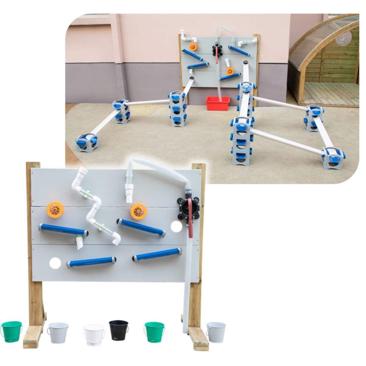 Medinis vandens ir smėlio žaidimų stovas su priedais – Paveikslėlis 2