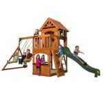 Medinis žaidimų kompleksas su čiuožykla, sūpynėmis ir smėlio dėže – Paveikslėlis 12