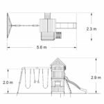 Medinis žaidimų kompleksas su čiuožykla, sūpynėmis ir smėlio dėže – Paveikslėlis 13