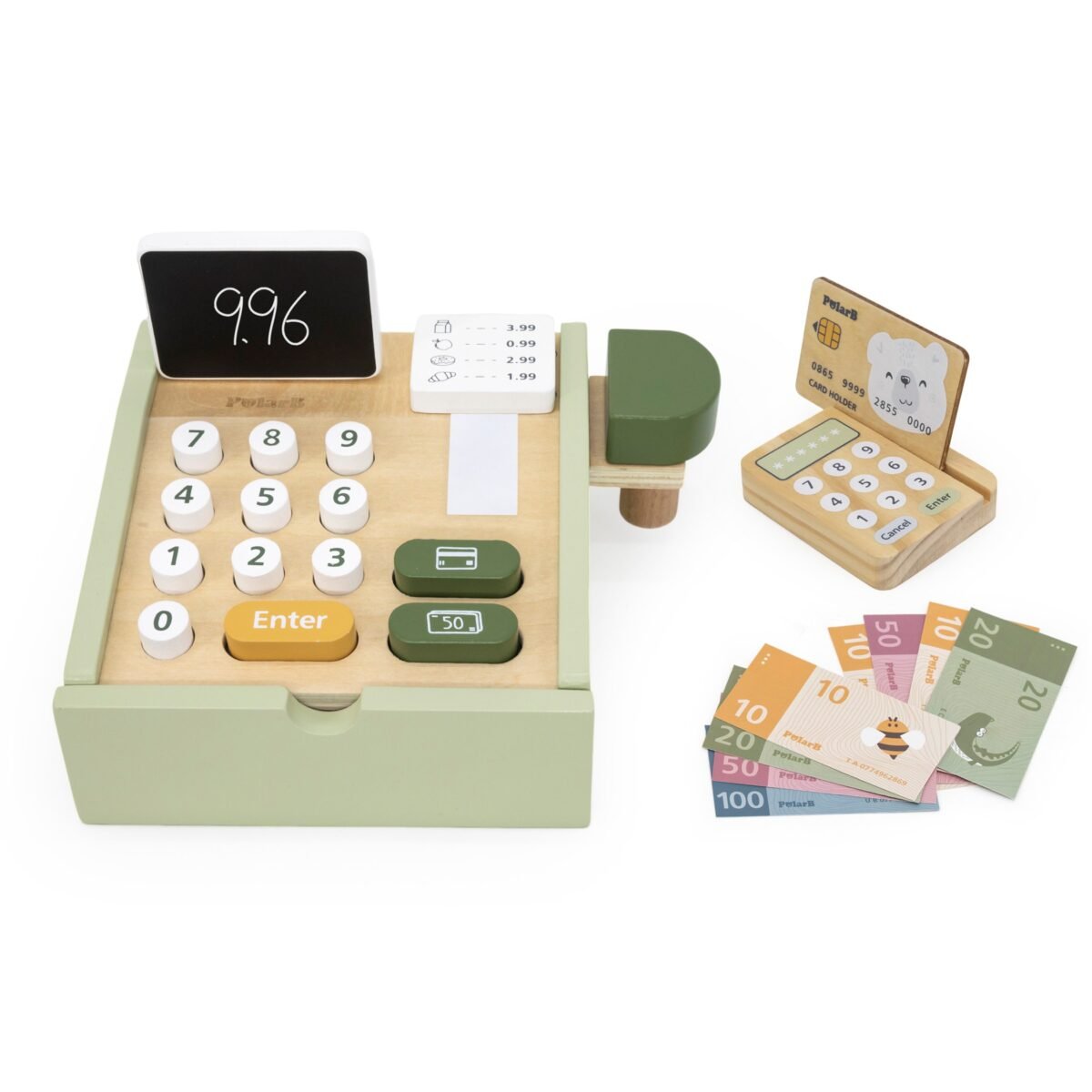 Medinis žalias kasos aparatas su priedais – Paveikslėlis 3