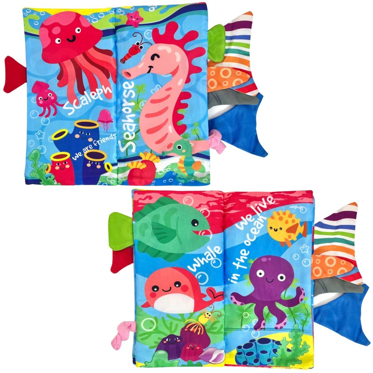 Medžiaginė šlamanti knygelė su jūros gyvūnų uodegėlėmis – Paveikslėlis 2