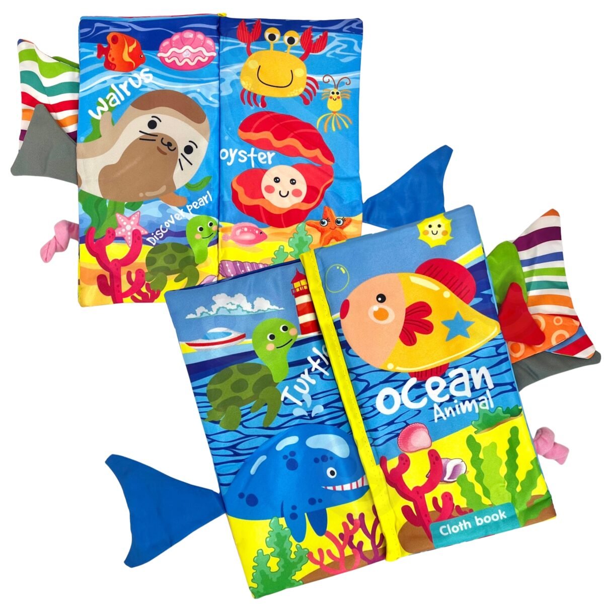 Medžiaginė šlamanti knygelė su jūros gyvūnų uodegėlėmis – Paveikslėlis 4