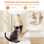 Medžio masyvo kačių draskyklė su trimis pliušinėmis guoliavietėmis (Balta) – Paveikslėlis 5