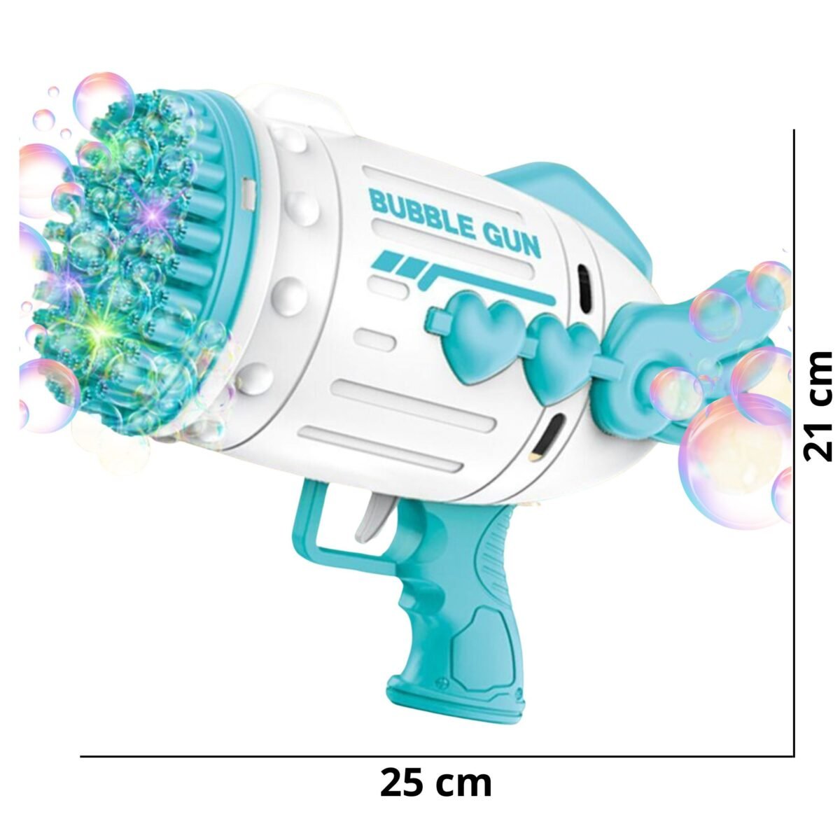 Mėlynas 91 angos muilo burbulų pistoletas su LED ir skysčiu – Paveikslėlis 4