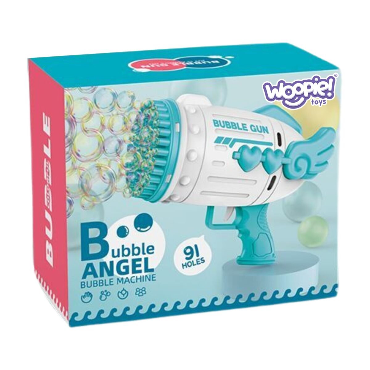 Mėlynas 91 angos muilo burbulų pistoletas su LED ir skysčiu – Paveikslėlis 6