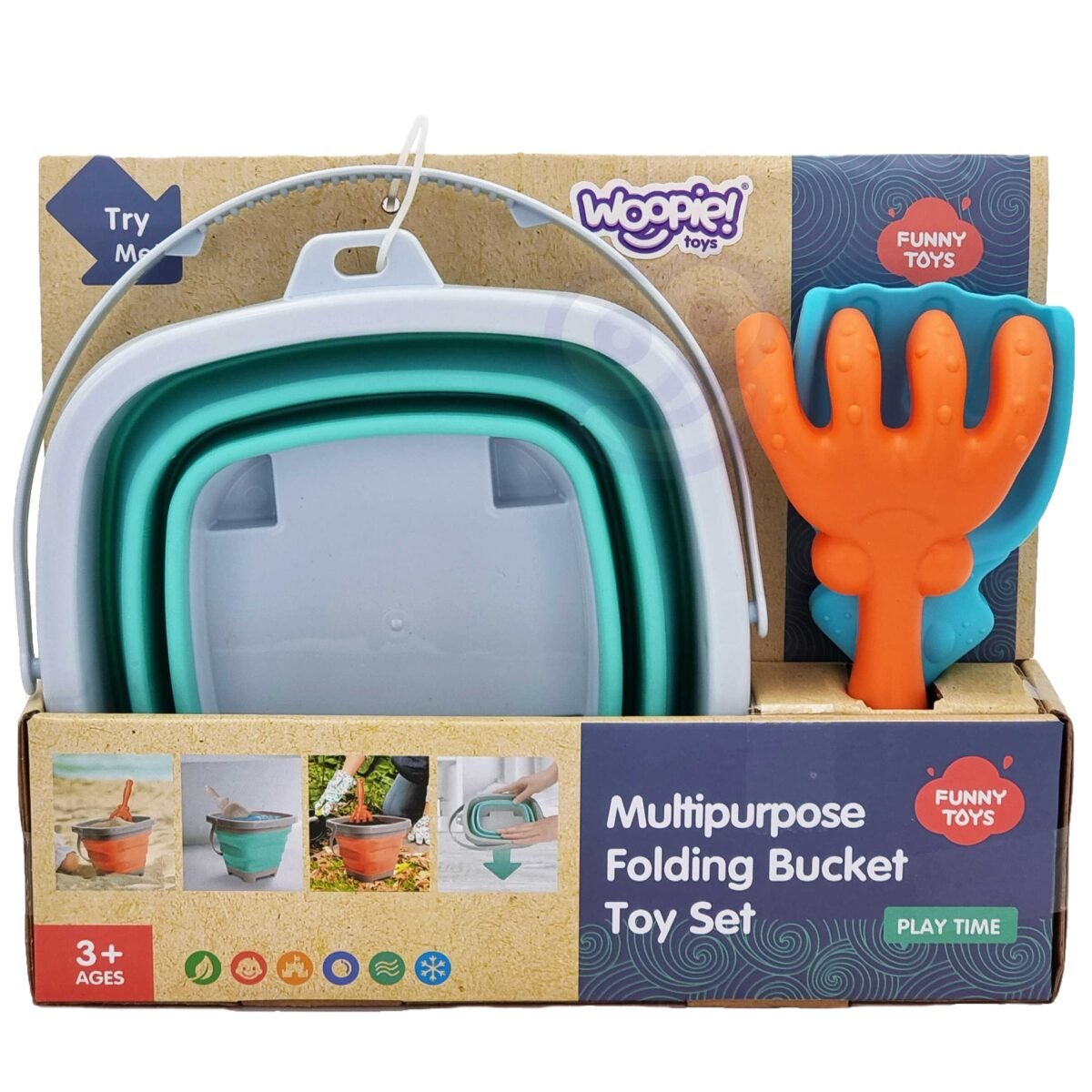 Mėlynas silikoninis sulankstomas kibirėlis su grėbliuku ir kastuvėliu – Paveikslėlis 10