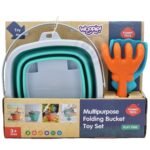 Mėlynas silikoninis sulankstomas kibirėlis su grėbliuku ir kastuvėliu – Paveikslėlis 10