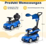 Mercedes-Benz 3-in-1 paspiriamas automobilis su stūmimo rankena (Mėlyna)