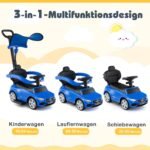 Mercedes-Benz 3-in-1 paspiriamas automobilis su stūmimo rankena (Mėlyna)