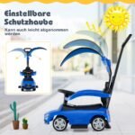 Mercedes-Benz 3-in-1 paspiriamas automobilis su stūmimo rankena (Mėlyna)