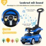 Mercedes-Benz 3-in-1 paspiriamas automobilis su stūmimo rankena (Mėlyna)