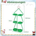 Metalinė eglutės formos 3 pakopų dekoratyvinė lentyna augalams (Žalia) – Paveikslėlis 2