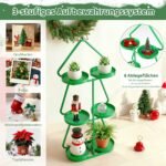 Metalinė eglutės formos 3 pakopų dekoratyvinė lentyna augalams (Žalia) – Paveikslėlis 3