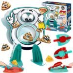 Miklumo žaidimas: šaudymas kakomis į tualeto taikinį