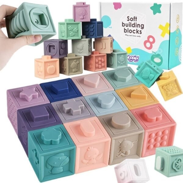 Minkštos sensorinės kramtomosios kaladėlės su garsu