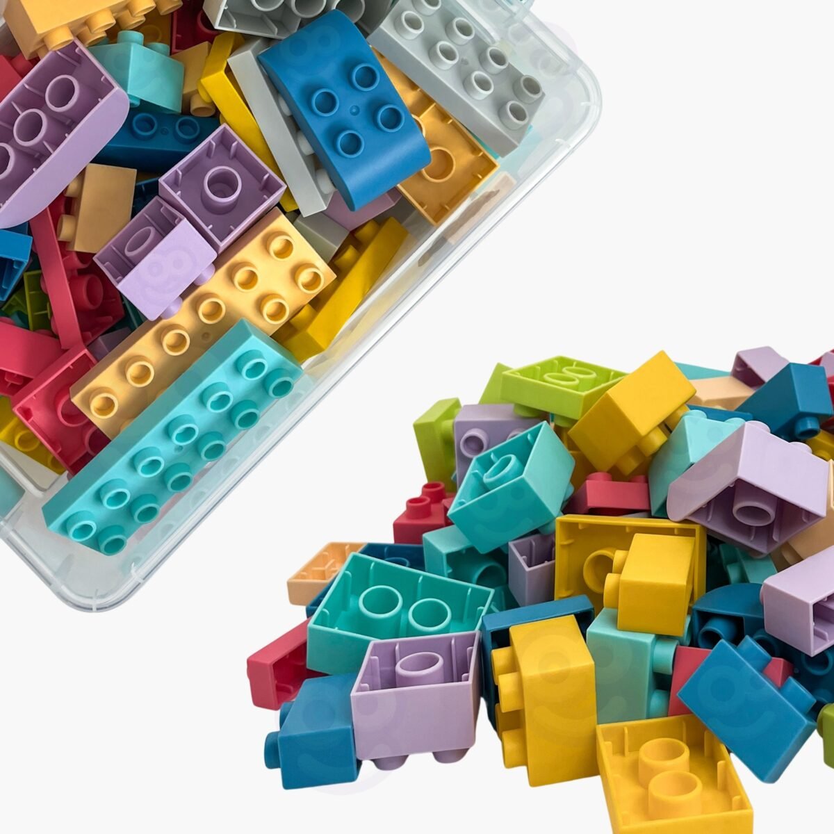 Minkštų kaladėlių 99 detalių rinkinys dėžutėje su rankena – Paveikslėlis 6