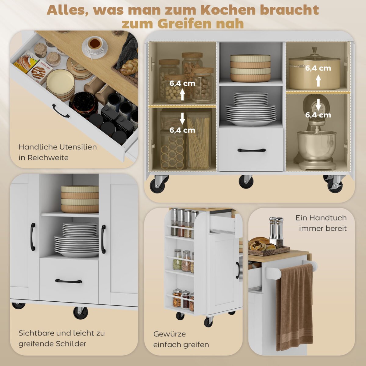 Mobili virtuvės sala su išskleidžiamu stalviršiu – Paveikslėlis 4