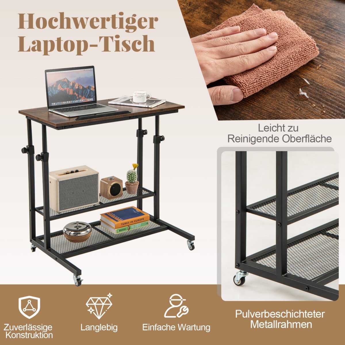 Mobilus reguliuojamo aukščio stalas su pakreipiamu stalviršiu (Kaimiška ruda) – Paveikslėlis 5