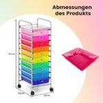 Mobilus vežimėlis su 10 stalčių ir chromuotu rėmu (Įvairiaspalvė)