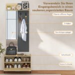Modulinis prieškambario komplektas su veidrodžiu ir batų suoliuku